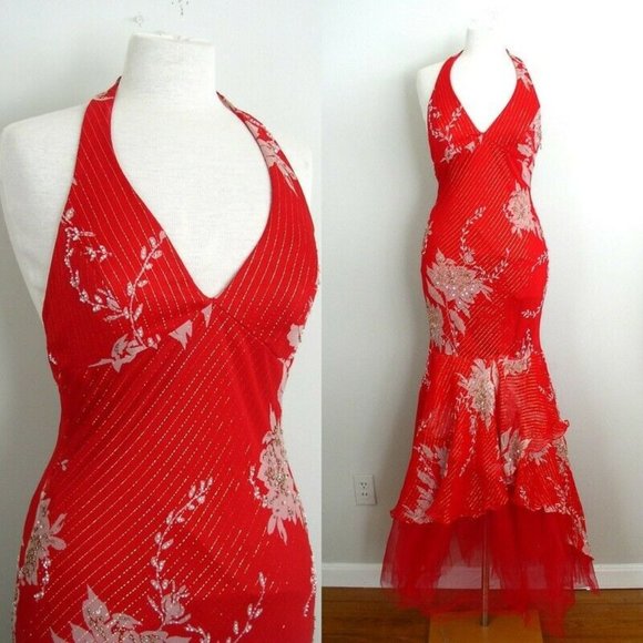 Sue Wong Dresses & Skirts - Sue Wong Nocturne Red Silk Beaded Low Back Gown